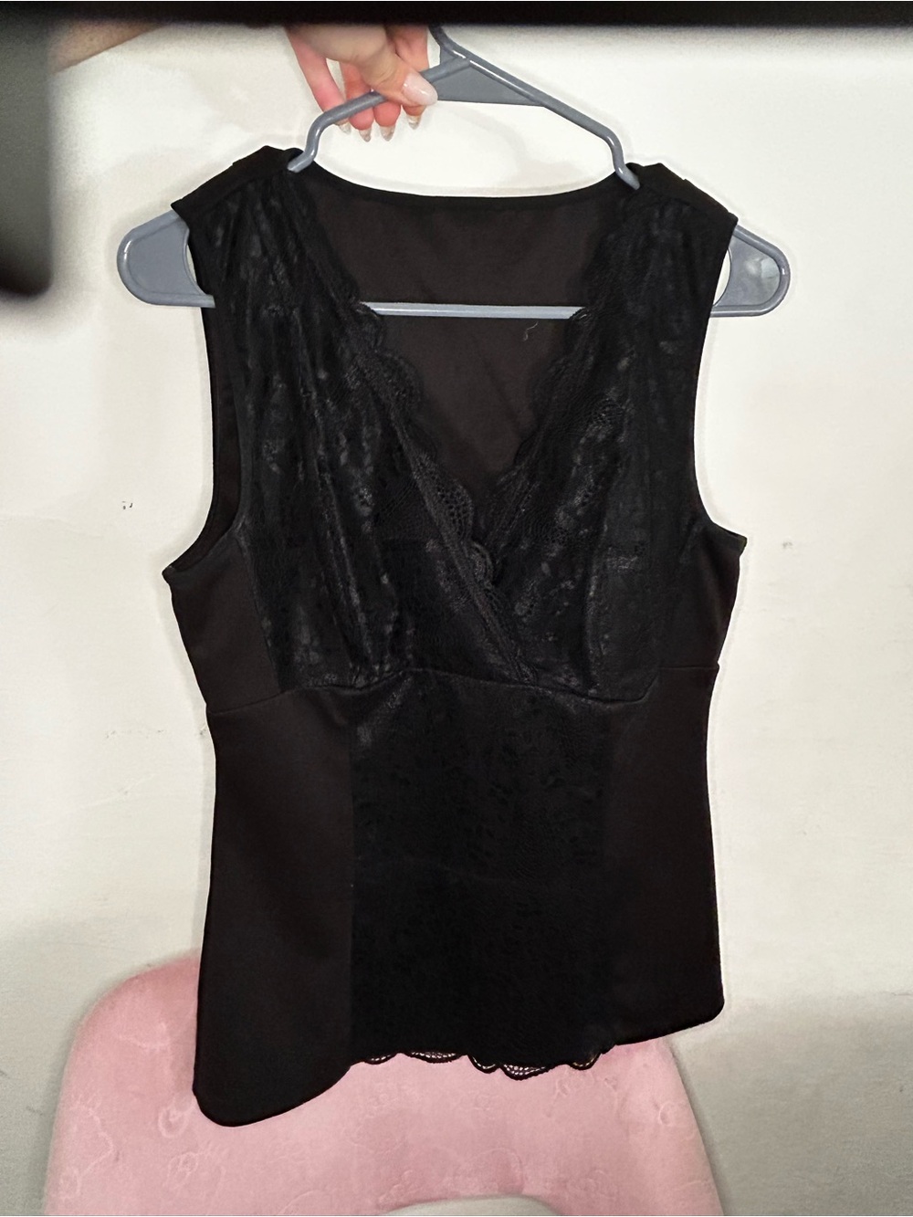 Black Lace-Trim Sleep Tank Top